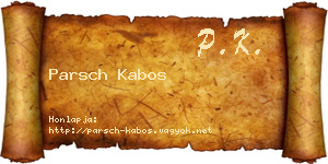 Parsch Kabos névjegykártya